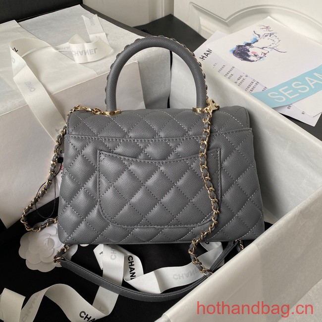 Chanel flap bag with top handle 92990 gray