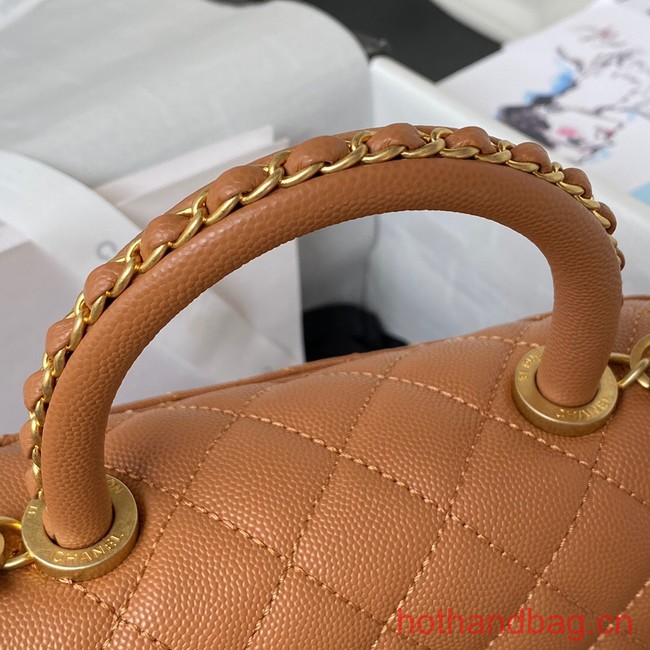 Chanel mini flap bag with top handle AS2215 brown