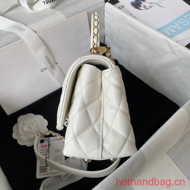 Chanel mini flap bag with top handle AS2215 white