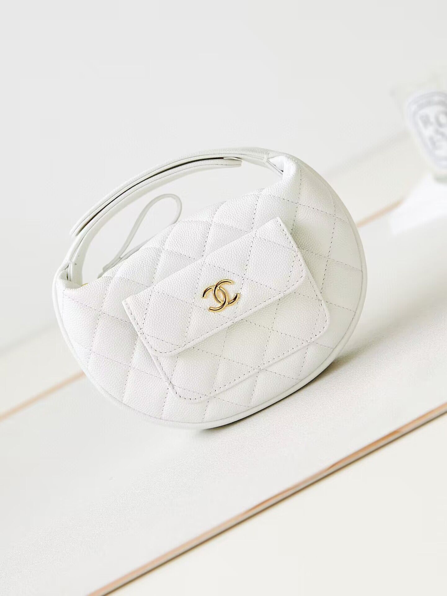 Chanel Caviar Quilted Polly Pocket AP3467 White