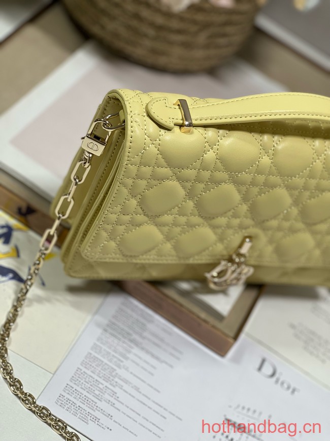 MISS DIOR TOP HANDLE BAG Pastel Yellow Cannage Lambskin M0997ON