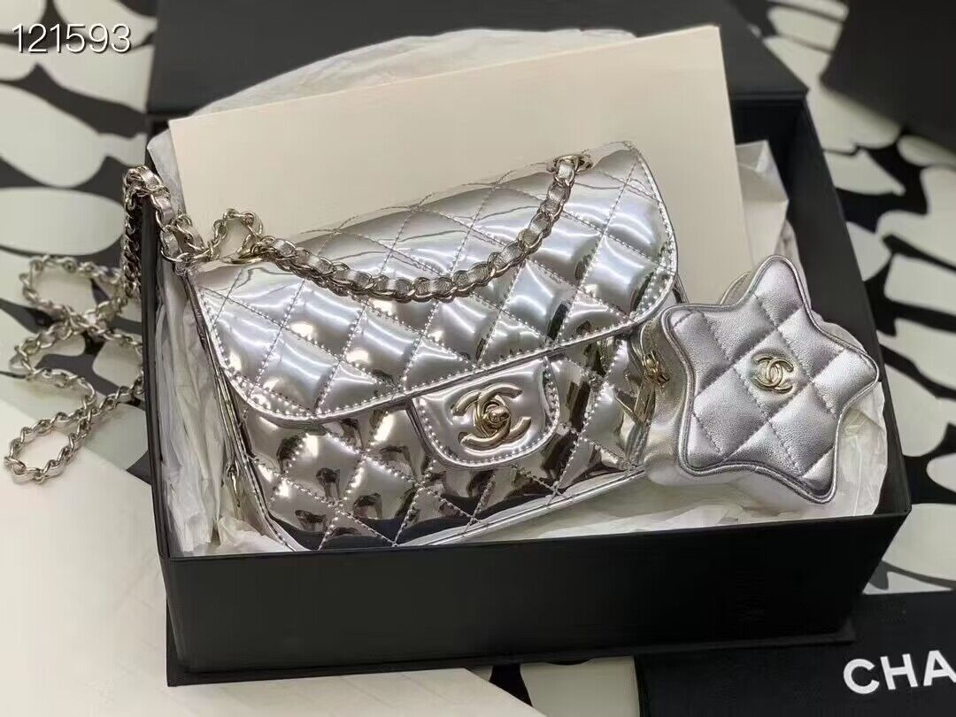 Chanel Mini Flap Bag & Star Coin Bag AS4646 Silver