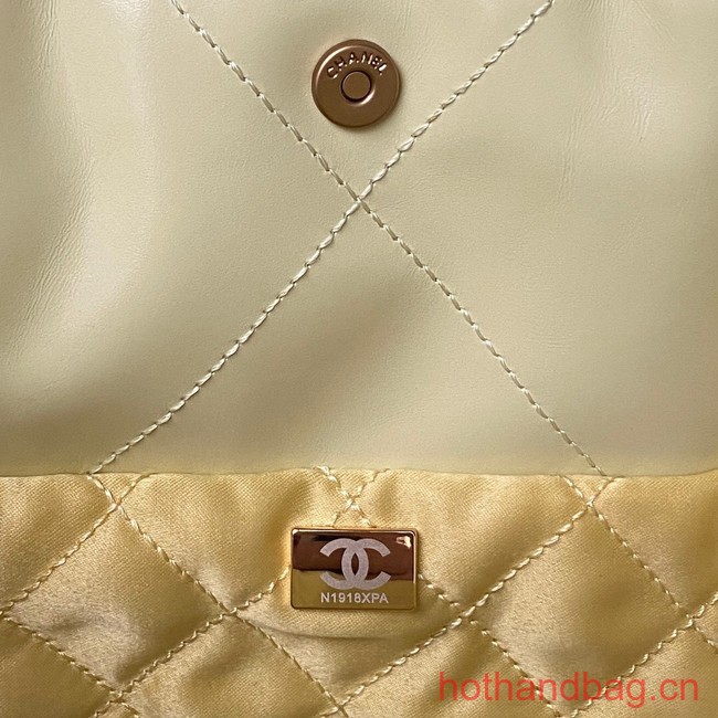 CHANEL 22 HANDBAG Calfskin & Gold-Tone Metal AS3261 light yellow