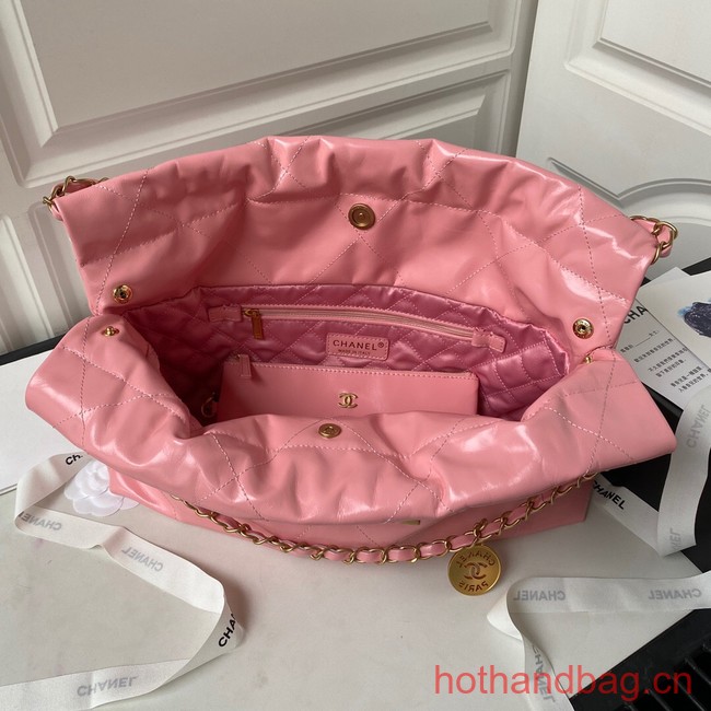 CHANEL 22 HANDBAG Calfskin & Gold-Tone Metal AS3261 pink