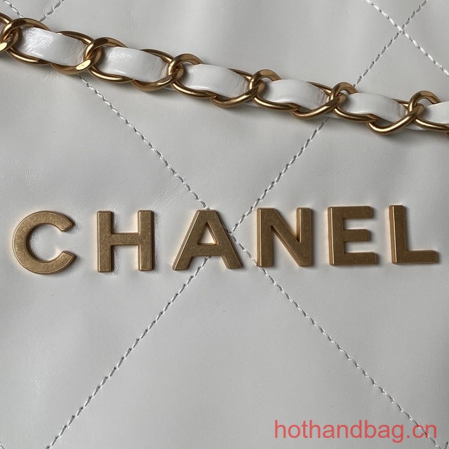 CHANEL 22 HANDBAG Calfskin & Gold-Tone Metal AS3261 white