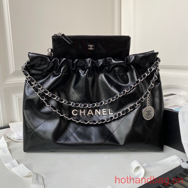 CHANEL 22 HANDBAG Calfskin & Guns-Tone Metal AS3261 black 