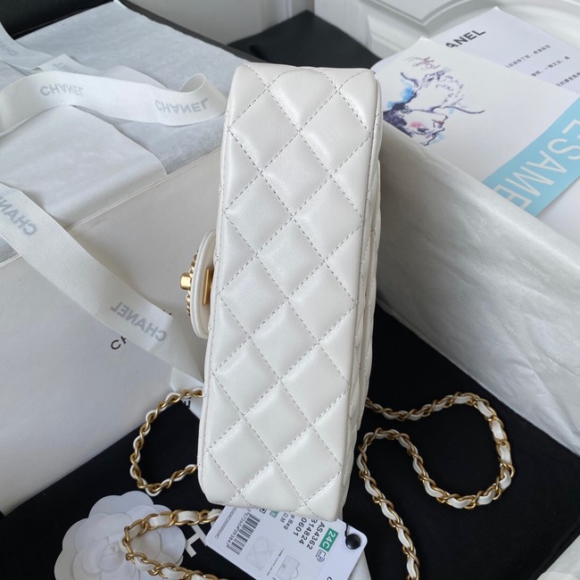 Chanel FLAP PHONE HOLDER WITH CHAIN AS4362 WHITE