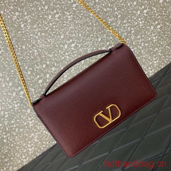 VALENTINO grain calfskin leather bag 0688 Wine