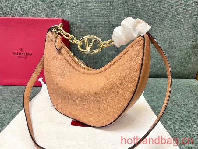 VALENTINO Vlogo Moon small leather HOBO bag chain N08J Cappuccino