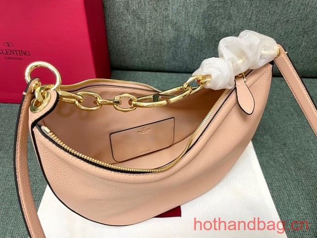 VALENTINO Vlogo Moon small leather HOBO bag chain N08J pink