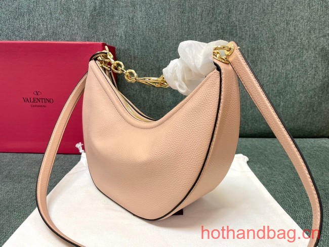 VALENTINO Vlogo Moon small leather HOBO bag chain N08J pink