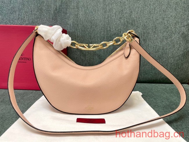 VALENTINO Vlogo Moon small leather HOBO bag chain N08J pink