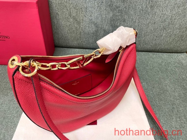 VALENTINO Vlogo Moon small leather HOBO bag chain N08J red