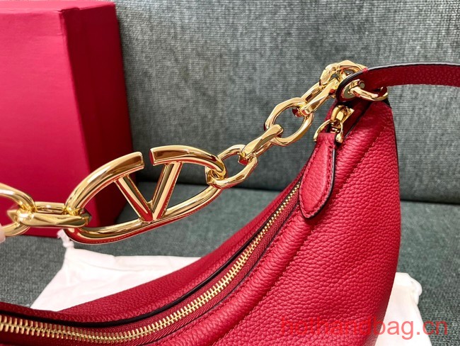 VALENTINO Vlogo Moon small leather HOBO bag chain N08J red