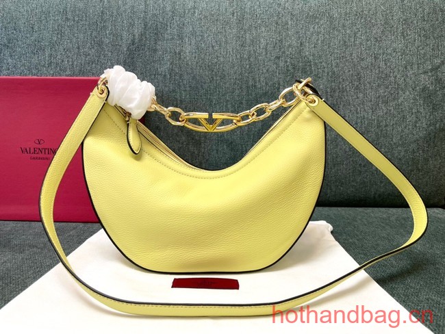 VALENTINO Vlogo Moon small leather HOBO bag chain N08J yellow