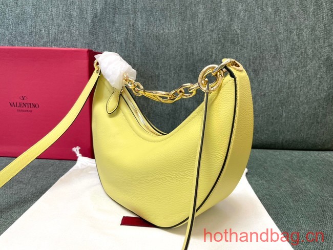 VALENTINO Vlogo Moon small leather HOBO bag chain N08J yellow