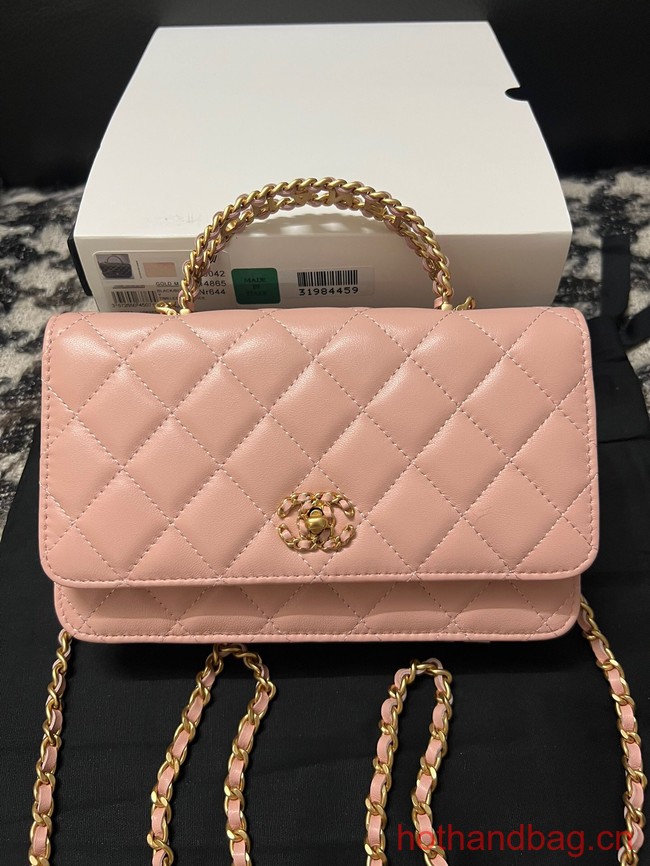 CHANEL FLAP PHONE HOLDER WITH CHAIN AP3566 pink