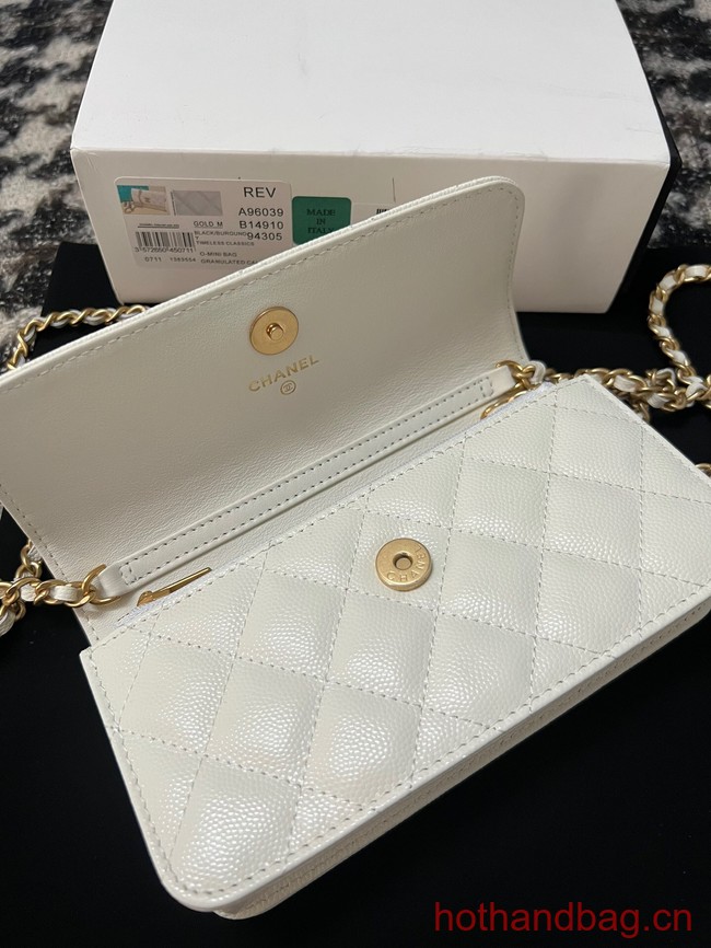 Chanel FLAP PHONE HOLDER WITH CHAIN AP3696 white