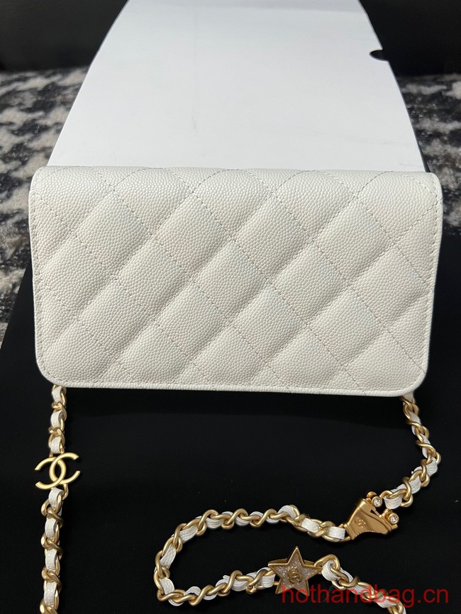 Chanel FLAP PHONE HOLDER WITH CHAIN AP3696 white