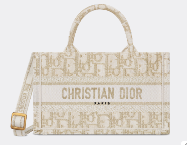 MINI DIOR BOOK TOTE WITH STRAP Gold-Tone Dior Oblique Embroidery S5573CTQ