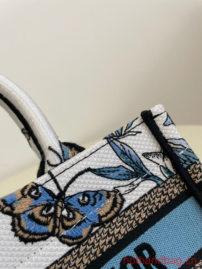 MINI DIOR BOOK TOTE WITH STRAP blue Butterfly Zodiac Embroidery S5573CTQ