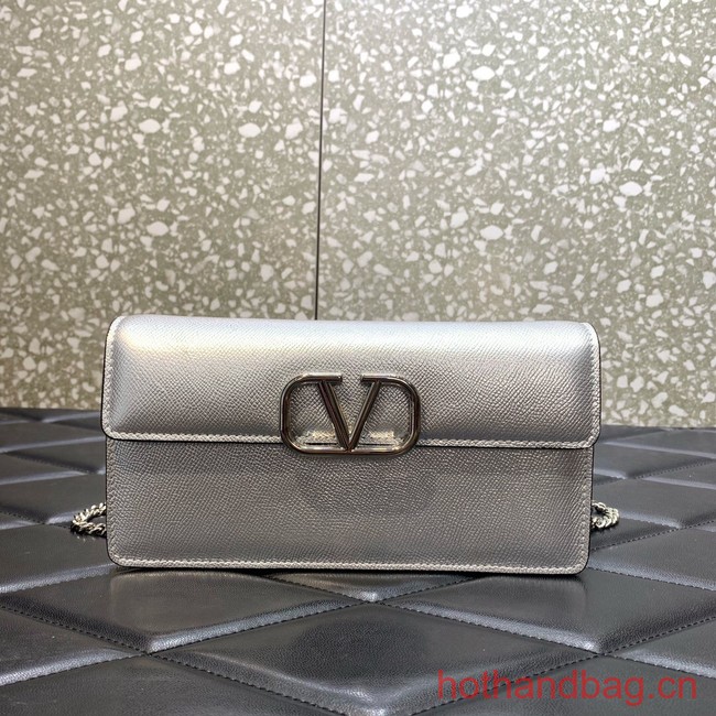 VALENTINO grain calfskin leather bag 0681 Silver