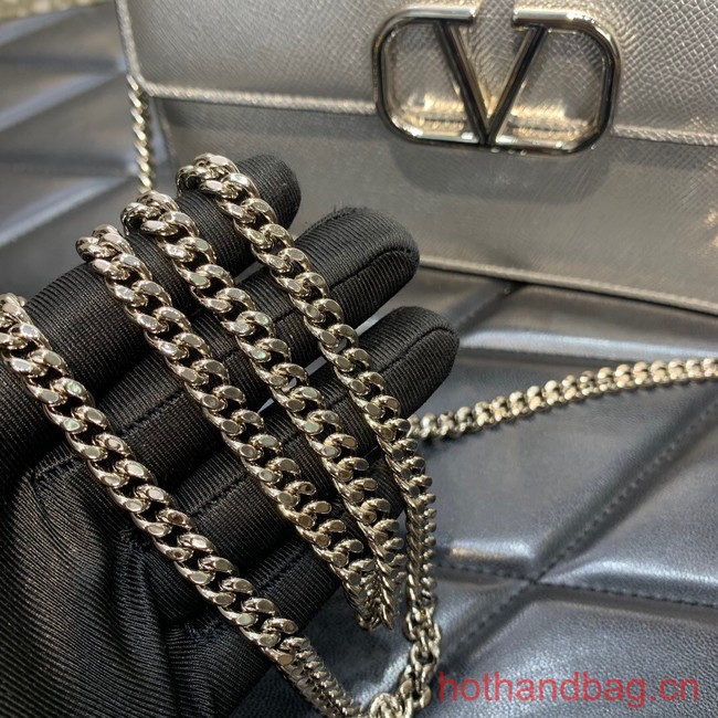 VALENTINO grain calfskin leather bag 0681 Silver