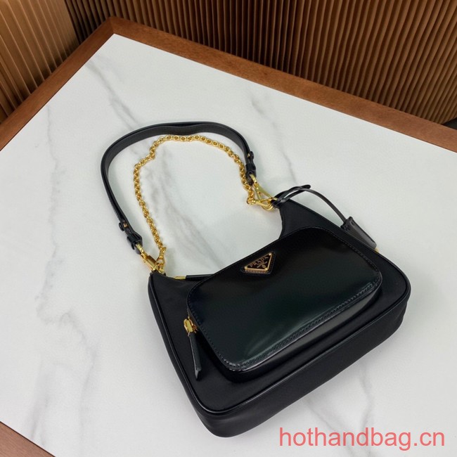 Prada Re-Nylon and brushed leather mini-bag 1BC198 black