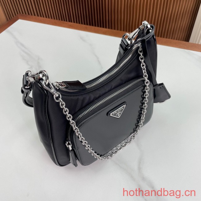 Prada Re-Nylon and brushed leather mini-bag 1BD198 black