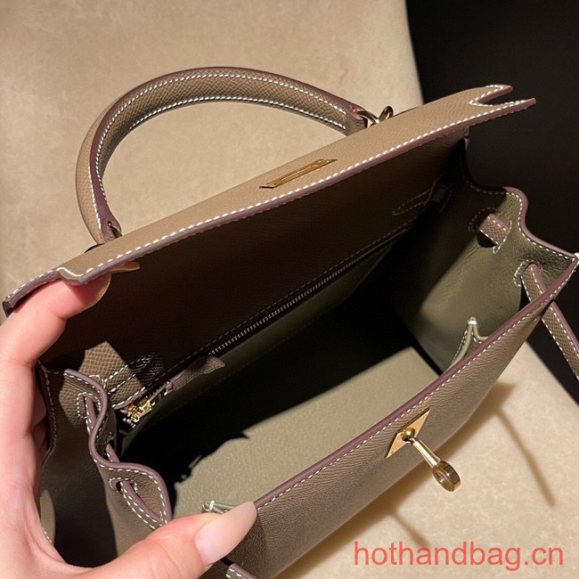 Hermes original Kelly Epsom Leather KL25 gray