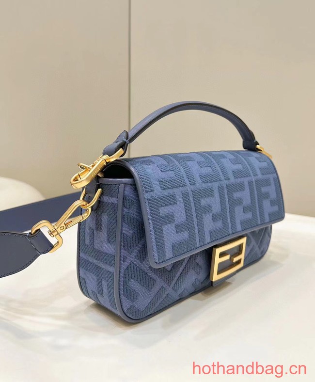 Fendi Baguette canvas bag with FF embroidery 8BR600 blue