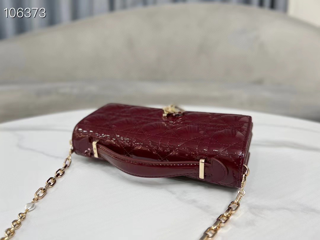 MISS DIOR MINI BAG Patent Cannage Calfskin S0980O Wine