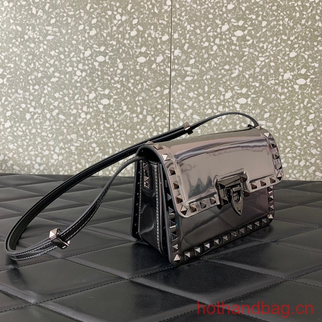 VALENTINO GARAVANI ROCKSTUD23 Small calfskin bag ZS098 silver&gray