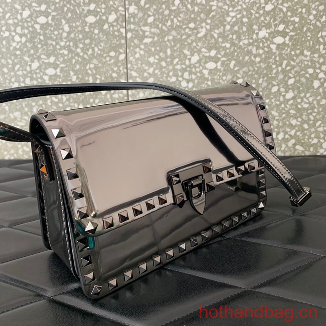 VALENTINO GARAVANI ROCKSTUD23 calfskin bag AZS098 silver&gray