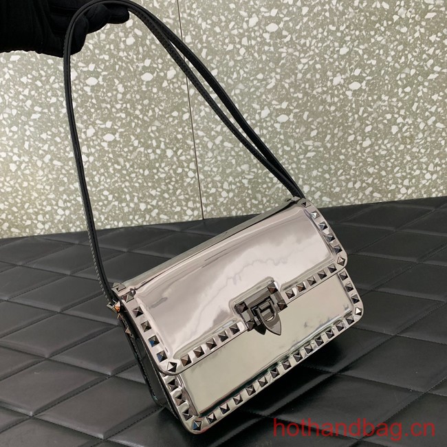 VALENTINO GARAVANI ROCKSTUD23 calfskin bag AZS098 silver&gray