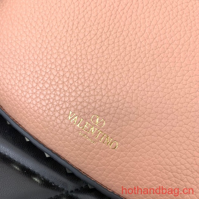 VALENTINO Rockstud calfskin small HOBO bag AG098 pink