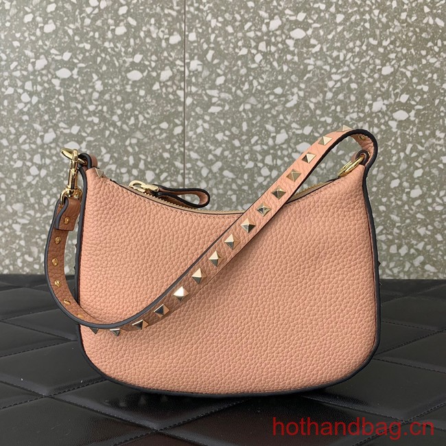 VALENTINO Rockstud calfskin small HOBO bag AG098 pink