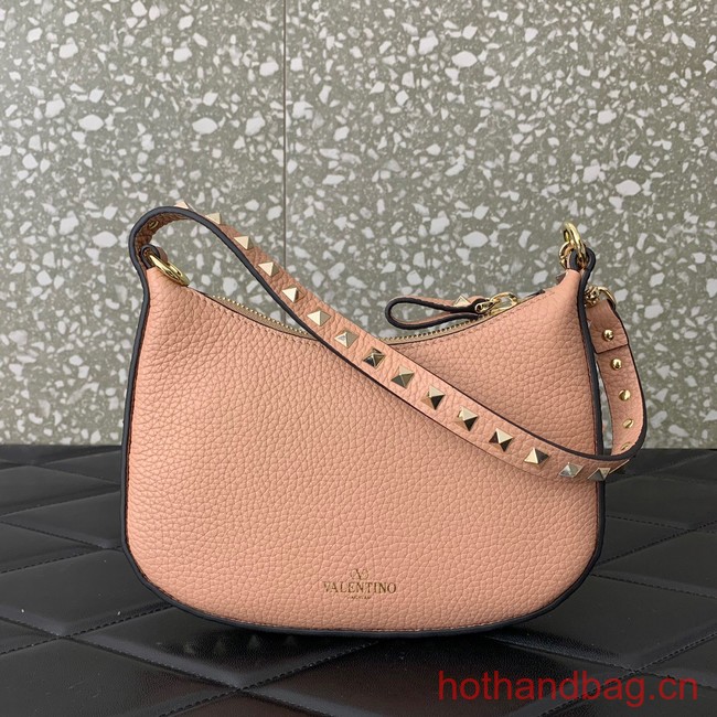 VALENTINO Rockstud calfskin small HOBO bag AG098 pink