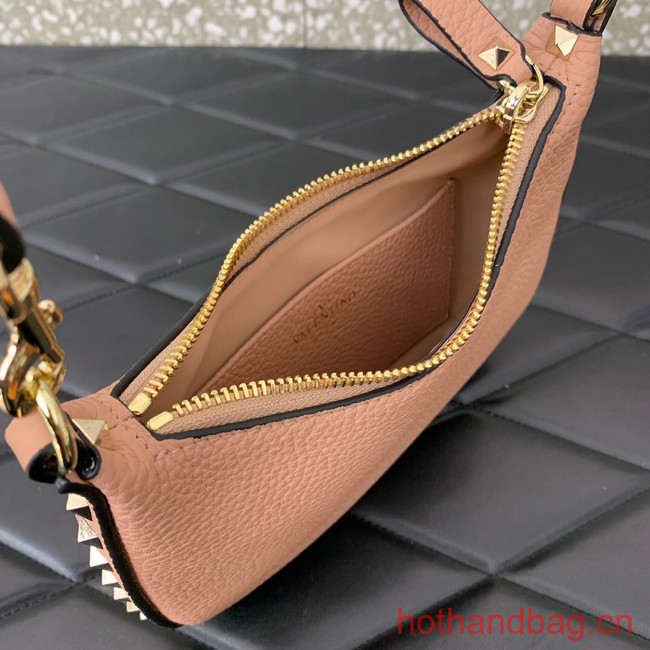 VALENTINO Rockstud calfskin small HOBO bag AG098 pink