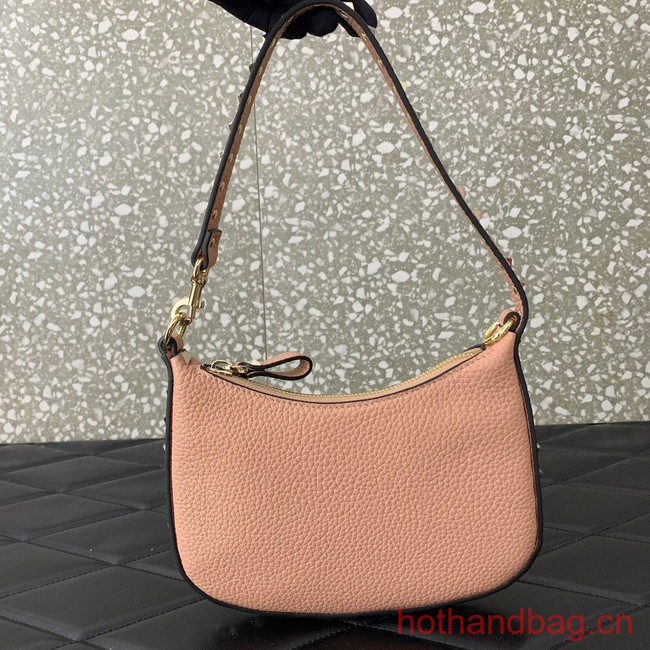 VALENTINO Rockstud calfskin small HOBO bag AG098 pink