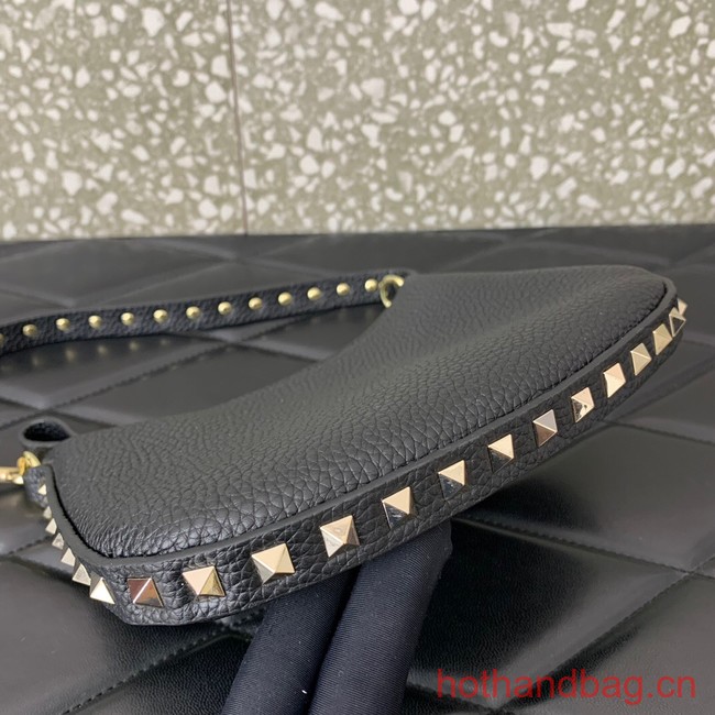 VALENTINO Rockstud calfskin small HOBO bag AG098 black