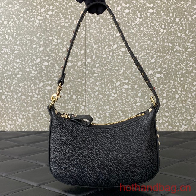 VALENTINO Rockstud calfskin small HOBO bag AG098 black