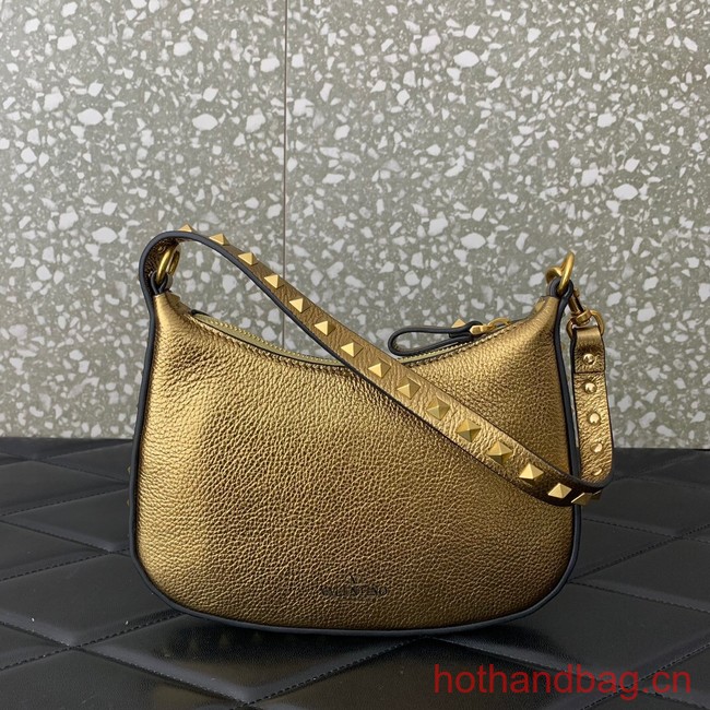 VALENTINO Rockstud calfskin small HOBO bag AG098 gold