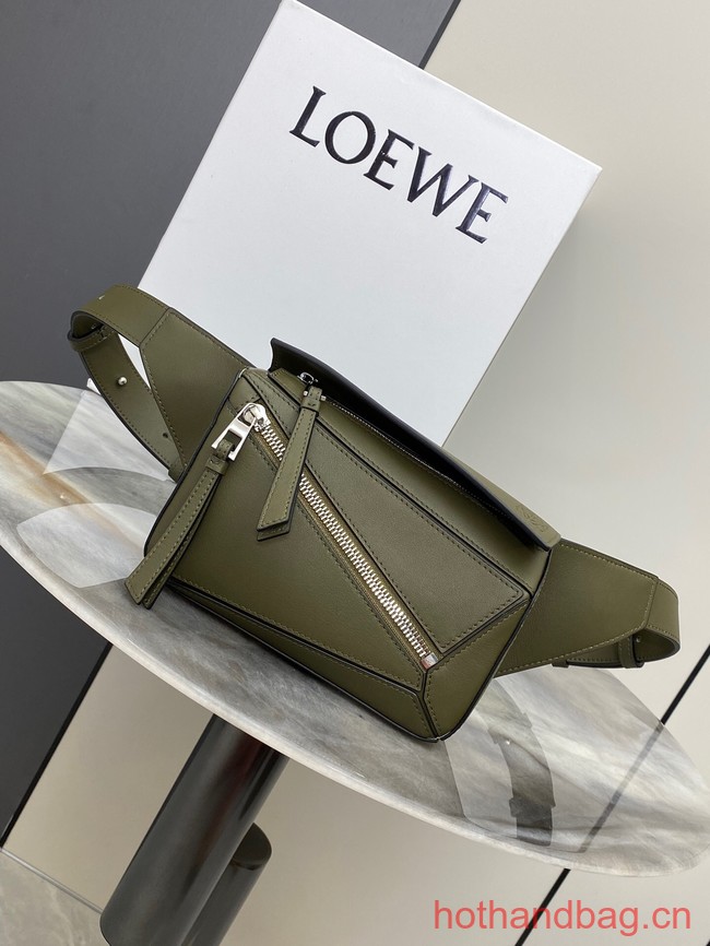 Loewe mini Classic Leather Puzzle Fanny Pack 02948 dark green