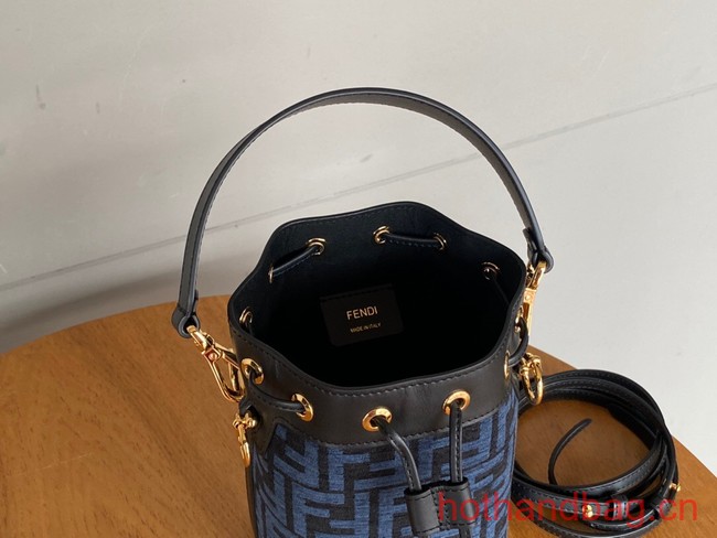 Fendi Mon Tresor Laminated FF jacquard fabric mini bag 8BS010 blue