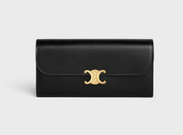 Celine LARGE WALLET TRIOMPHE IN SHINY CALFSKIN 10E313 BLACK