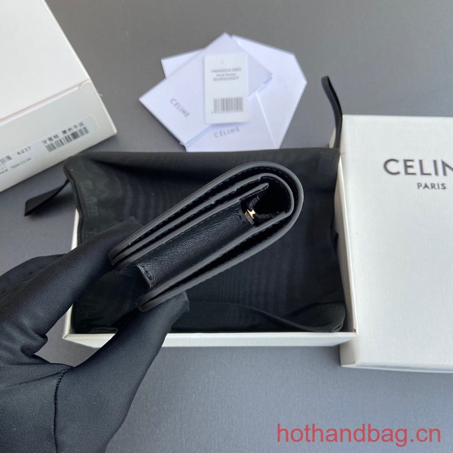 Celine TRIOMPHE COMPACT WALLET IN SHINY CALFSKIN 10K623 BLACK