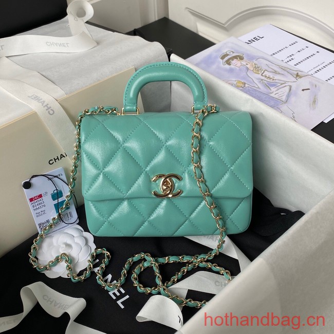 Chanel small flap bag with top handle AS4543 green