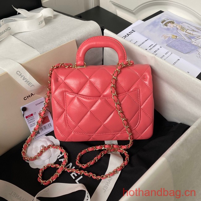 Chanel small flap bag with top handle AS4543 pink