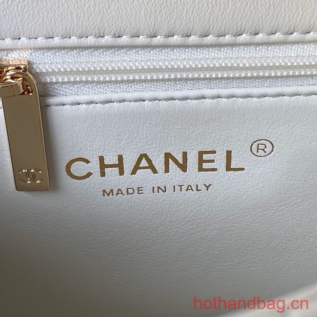 Chanel small flap bag with top handle AS4543 white